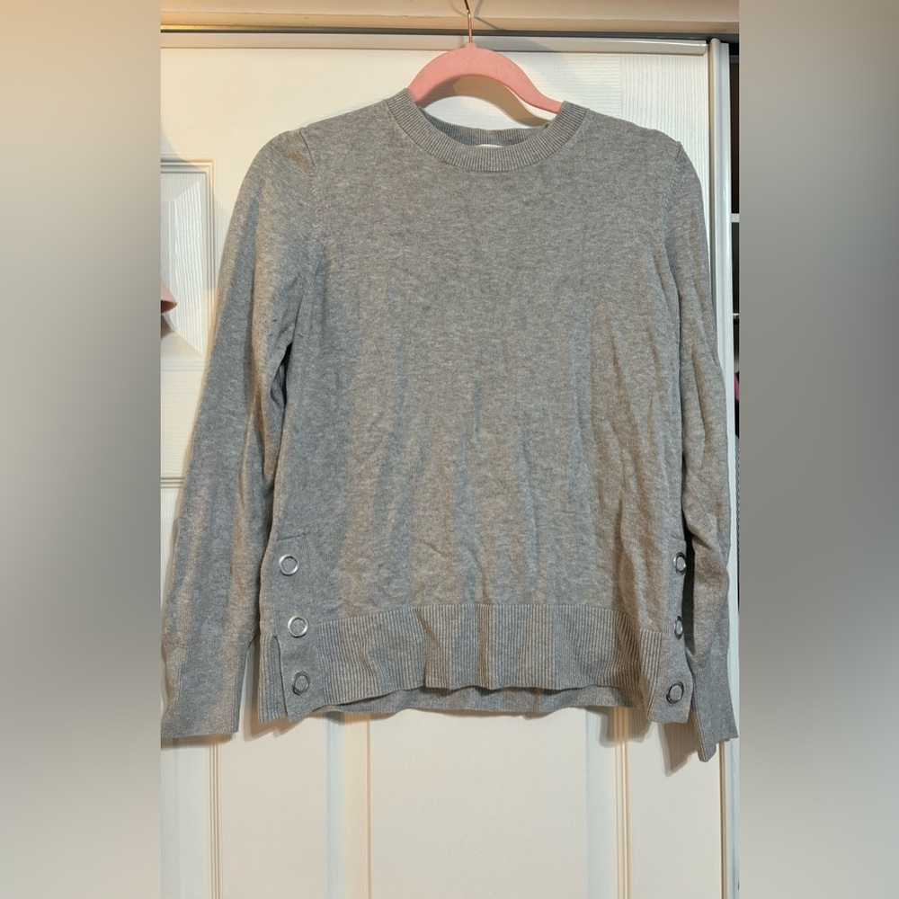 Michael Kors crewneck grommet gray sweater, size S